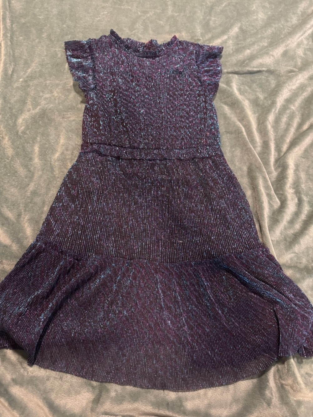 Zunie Girls Purple Sparkle Ruffle Sleeve Party Dress